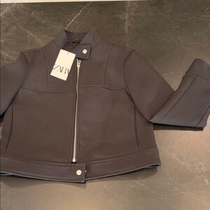 Zara Black Jacket with Silver Zipper